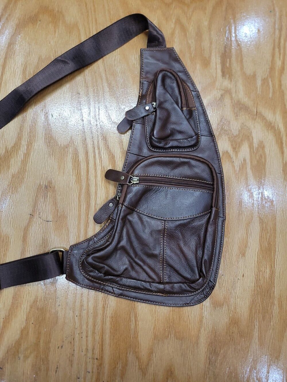 Faux Leather Sling Bag Backpack for Men Women Crossbody Shoulder Chest